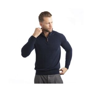 NWT Club Monaco The Monaco 100% Cashmere Quater Zip Navy Sweater